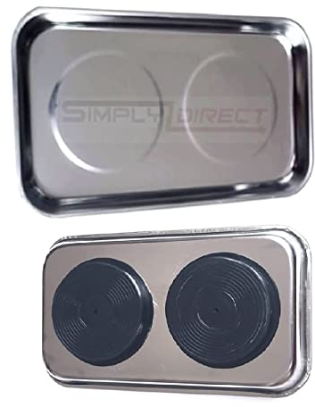 Magnetic Parts Tray - Rectangle 23cm x 14cm Stainless Steel Heavy Duty for Nut and Sockets Screws Tools Holder Collector for Metal Parts