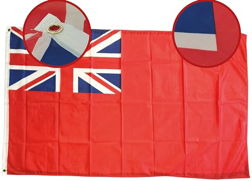NWFlags Red Ensign Flag 5ft x 3ft | Outdoor Heavy 110d Knitted Polyester | 5x3 Merchant Navy Heavy Duty Strong Flag for Garden Flagpole with 2 metal eyelets