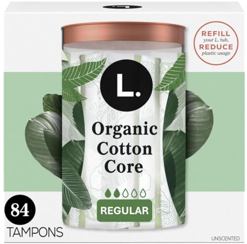 L. Cotton Tampons Regular Absorbency, Contains an Organic Cotton Core, Made Without Synthetic Pesticides, or Fragrances 84 Count (2 Packs of 42)