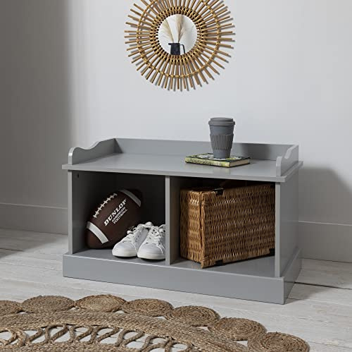 Design Elements - Stockholm Storage Bench with 2 Storage Cubes in Silk Grey