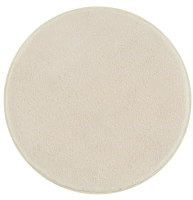 Kleine Wolke Badteppich Relax Sandbeige 100 cm rund | OEKO-TEX zertifiziert, rutschhemmende Unterseite, für Fußbodenheizung, maschinenwaschbar, 100% Polyacryl