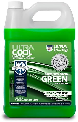 ULTRA 1PLUS UltraCool Universal Antifreeze + Coolant Green PREMIXED 50/50 (1 Gallon - 4 QTS)