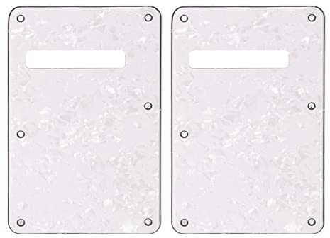 Gitarre Backplate, 6 Löcher Tremoloabdeckung Backplate, Pickguard Gitarre Tremolo Frühling Cavity Cover Back Plate, Bodenplatte Tremolo Hohlraumabdeckung für St Style E Gitarre(Weiße Perle)