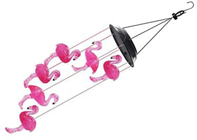 Happyyami Solar Windspiellampe Flamingo Hängelampe Für Garten Terrasse Fenster Solarbetriebenes Gartendeko Licht Romantische Outdoor Beleuchtung 35.43X4.92X4.92In