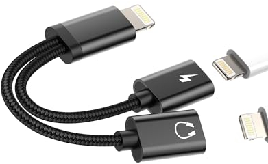 Kefiany Câble de charge pour iPhone 2 en 1 - Adaptateur double Lightning - Répartiteur Apple MFI Aux vers chargeur rapide - Adaptateur audio pour 14 13 12 11 Pro Max X XS XR SE ip-NLFX