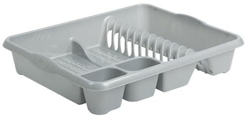 Aurora – High-Grade Large Plastic Dish Drainer and Cutlery Rack (Silver)