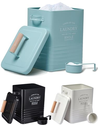 WHOLE HOUSEWARES Laundry Powder Container with Scoop for Detergent Powder - Laundry Detergent Container - Easy-to-Use Dispenser, Ideal for Laundry Room Storage - 9in x 7in x 6in - Mint