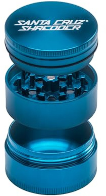 Santa Cruz Shredder Metal Herb Grinder Knurled Top for Stronger Grip 3-Piece Medium 2.2 (Teal)