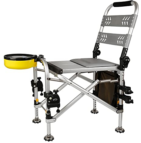 MOOWI Camping Stuhl Faltender Angelstuhl Einstellbarer Lounge-Recliner tragbarer Aluminiumlegierungs-Rahmen zusammenklappbarer Rasen im Freien Campingstuhl mit Kissen Anglerstuhl