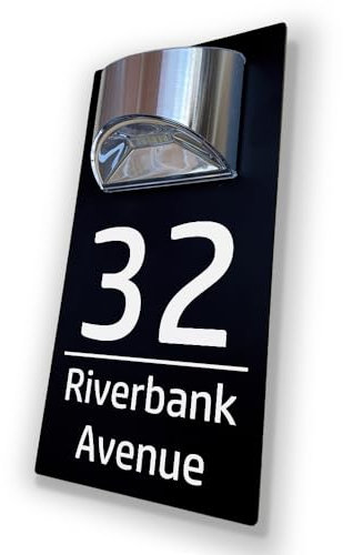 House Numbers Plaques With Solar Light Door House Signs Door Number For Wall House Name For Outside House Number Plaques With Light (Matt Black & Classic Text)
