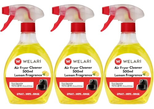 Welari Air Fryer Spray Cleaner Power Degreaser Lemon Fresh Fragrance 500ml Pack of 3 Roaster Oven Cooker Cleaner Detergent Spray | (3Pack) (1500ml)