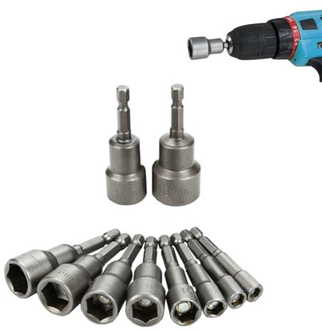Aiweijia 10pcs Metric 6mm-19mm Magnetic Nut Driver Set Socket Adapter Hex Drill Bit Electric Screwdriver Socket Nut Setters Driver Bits
