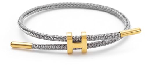 Geflochtenes Damen Armband – Schönes Weihnachtsgeschenk für Frauen & Freundinnen | Verstellbarer Armreif, Segeltau Freundschaftsarmband, Charm Schmuck für besondere Anlässe (Grau)