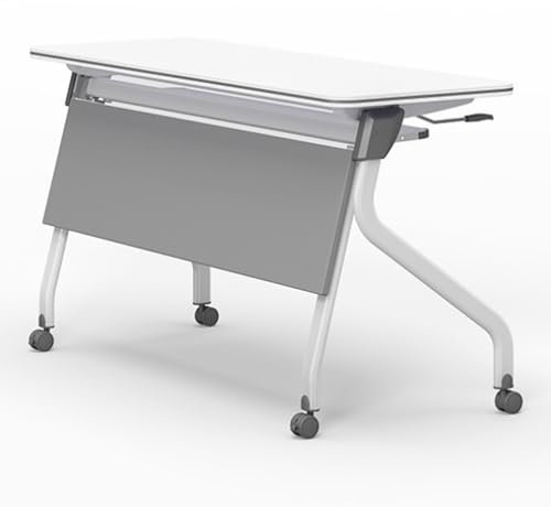 YVYKFZD Klappbarer Konferenztisch, rollbarer Besprechungstisch mit Rollen, mobiler Seminar Schreibtisch Klapptisch, tragbare rechteckige Meetingtisch Mehrzwecktisch, einfache Montage(2PCS,62.9x15.7x