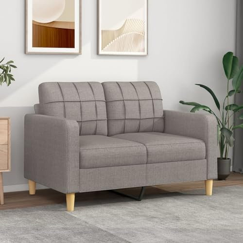 IKAYAA 2 Sitzer Sofa, Zweisitzer Sofa, 2er Couch, 2 Sitzer Couch, Couch 2 Sitzer, Taupe 120 cm Stoff