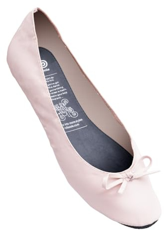 Rollasole Ballet Pumps - Pink Champagne - Rollable Flat Shoes for Women - Stylish Roll Up Slip on Ballet Flats for Handbag