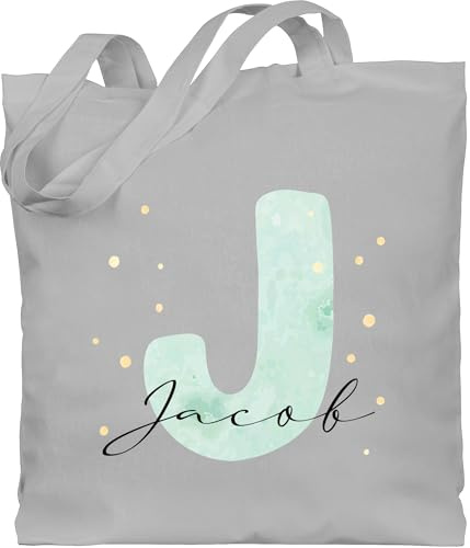 Geschenk mit Namen personalisiert by Shirtracer - Baumwolltasche - Anfangsbuchstabe Personalisierbar mit Namen | Geschenk mit Initialen | Initialbuchstabe und Name individuell kombinierbar