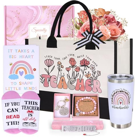Joybuty Teacher Appreciation Gifts for Women, Best Teacher Birthday Thank You Gifts Basket, Funny Personalized Back to School Gift Set Ideas for Daycare Preschool Dance Music Science English Teachers