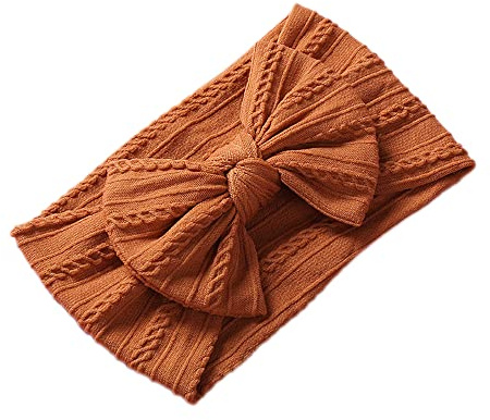 Anevous 1 styck babyturban pannband baby, nylonpannband baby rosett pannband, mjuk rosett huvudbonad elastiskt hårband för nyfödda, småbarn, gul A