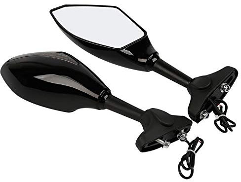 ZiYouao Motorrad Spiegel 2 STÜCKE Motorrad-Lenkerhalterung Rückspiegel mit Blinker leuchtet Lenkerendenspiegel