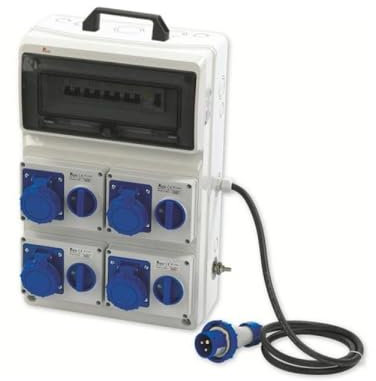 Quadro ASC portatile, 6KW 230V, IP65, 4 prese interbloccate 2P+T 16A, spina 2P+T 32A, con magnetotermico e differenziale generale - Rosi 2206
