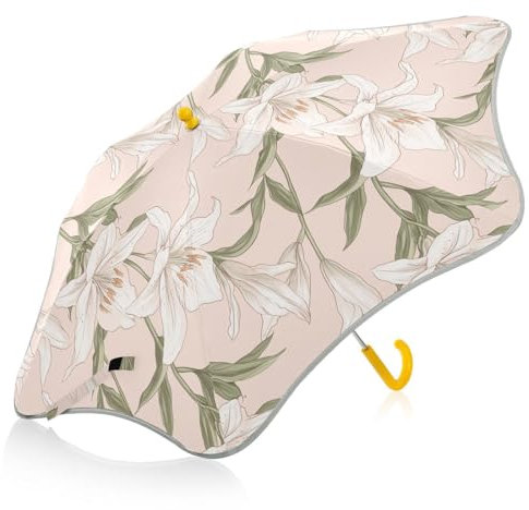 linqin Kinder-Regenschirm mit weißen Lilien, UV-Regenschirm mit reflektierendem Streifen, kleiner Regenschirm für Rucksack, knicksicher, für Mädchen und Jungen