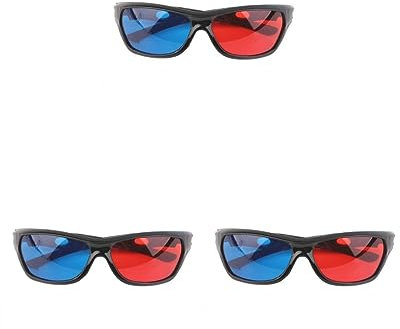 Mealoodiousmusea 3 set Black Frame Red Blue 3D Glasses for Dimensional Anaglyph Movie Game DVD Eyewear