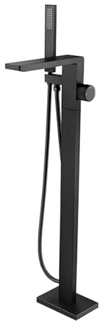 IUokLU Robinet de Baignoire sur Pied Noir 2 Fonctions en Laiton Robinet de Baignoire sur Pied Robinet mitigeur de Baignoire-Douche autoportant Noir,Noir