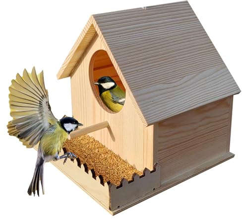 Cages d'oiseaux nidiques Robustes - Maison de Reproduction en Bois Naturel | Maisons d'oiseaux pour l'extérieur | Ventilé avec Un Habitat de Reproduction Chaude de mangeoire Perch Bois d'oiseaux