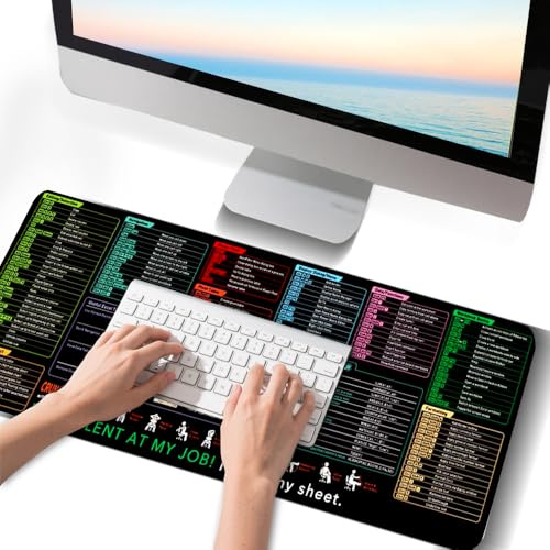 Nzkeuf Excel Shortcut Keys Mouse Pad, Clear Printed Cheat Sheet Desk Mat, Large Quick Keys Mouse Pad, Desk Mad with Keyboard Cheat Sheet for All Computers & Users (800x300x3 MM)