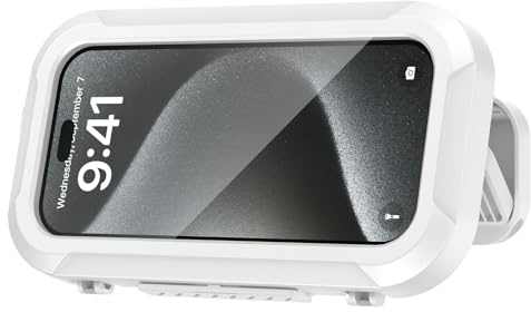Nazaz Funda Impermeable Móvil Ducha, Soporte Pared Teléfono Baño con [IPX6 a Prueba de Agua] Rotación 360° & 120° Ajustable, Pantalla HD Táctil, Ganchos Adhesivos Fuertes para Smartphone 4-6.7”