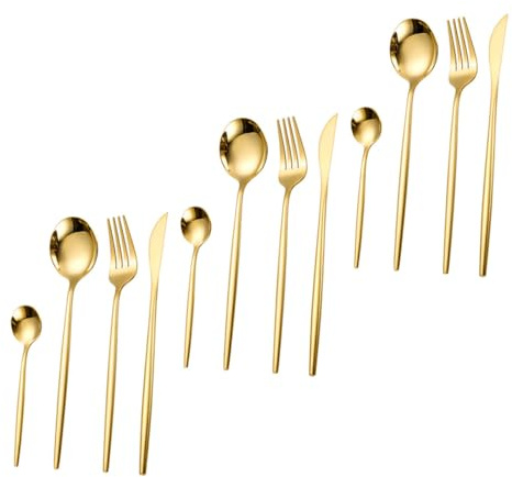 CONGARTENO 12piezas Cucharas Tenedores y Cortadores De Acero Inoxidable Hogar Cubertería Occidental Para Fiestas Vajilla De Acero Inoxidable Para Servir Carne