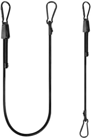 2 Pezzi Corde Elastiche con Gancio Regolabile, 1m Cordini Elastici con Moschettone, Cinghia con Ganci Forte e Durevole per il Trasporto di Bagagli, Tende da Sole, Cargo Box, Campeggio, Nero