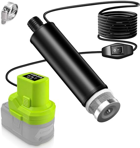 Tauchpumpe für RYOBI Akku 18V Schmutzwasserpumpe Wasserpumpe Flachwasserpumpe Saugpumpe Absaugpumpe,Poolpumpen,Gardena,Keller,Pool,Gartenbewässerung,Mini Tauchpumpe(KEIN Akku)