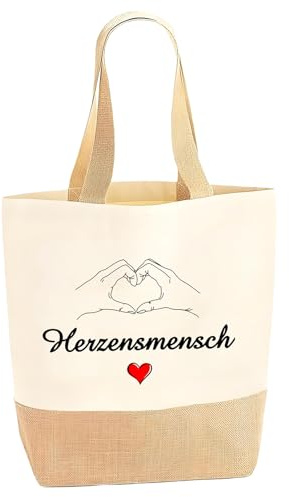 Geschenke für Frauen, Jutebeutel für Frauen, Geschenk Damen Shopper Bag, Herzensmensch Geschenk, Tragetasche Geschenk für Beste Freundin Dankeschön Geschenke Freundschaftsgeschenke Geburtstagsgeschenk