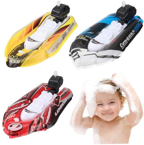 Badespielzeug für Kleinkinder von 2 bis 4 Jahren, schwimmende Kleinkinder-Spielzeugboote zum Aufziehen, 3-teiliges aufblasbares Mini-Badeboot-Spielzeug für Schwimmbäder, Strände und Wannen