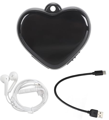 POENVFPO Grabadora de Voz Digital con Colgante de Corazón, Mini Grabadora de Reproductor Mp3 Activada por Voz con Reducción de Ruido HD para Aula, Conferencia (8GB)