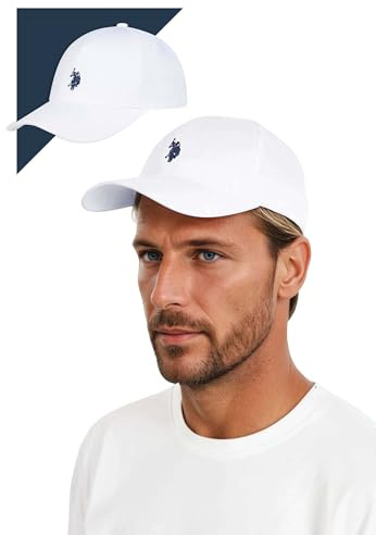 U.S. POLO ASSN. Unisex Cap (One Size) Baseball-Style mit verstellbarem Strapback - P023 - Weiss-OneSize