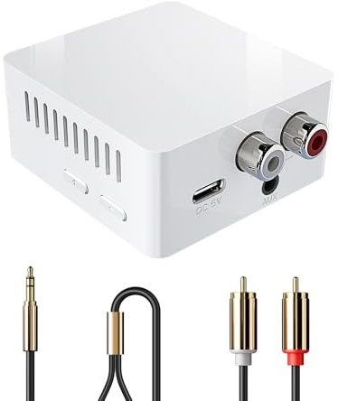 Bluetooth 5.3 Receiver for Home Stereo, Wireless Audio Adapter, HiFi Music Streaming, Amplifier,Long Range Low Latency, 3.5mm AUX & RCA Output, USB-C Powered