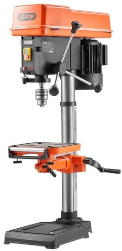 VEVOR Taladro de Columna 550W 305mm Taladradora de Columna Velocidad Variable 340-2200 RPM con Pantalla Digital X-Laser LED, Mesa Inclinable 45° para Madera Metal Taller Hogar Carpintería Metalistería