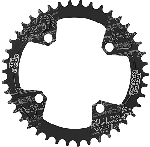 FMFXTR 104BCD Kurbelgarnitur Kettenblatt 42 Zähne Alu für Singlespeed oder 1x Antrieb mit NarrowWide Zahnprofil (Schwarz)