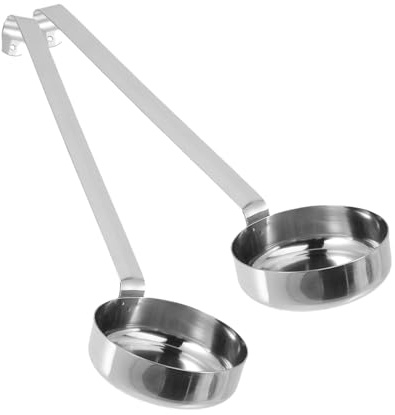 Alasum Lot de 2 Louches à Pizza en Acier Inoxydable Manche Long et Prise Confortable, Ustensiles Cuisine Argentés Maison et Usage Quotidien