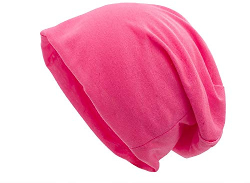 shenky XXL | Lång beanie | stora huvuden | lätt sommarmössa | extra lång huva | för kvinnor och män | unisex | tunn | lång slouch beanie |, Neonrosa XXL, XL