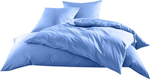 Bettwaesche-mit-Stil Mako-Satin Baumwollsatin Bettwäsche Uni einfarbig zum Kombinieren (Bettbezug 135 cm x 200 cm, Hellblau)