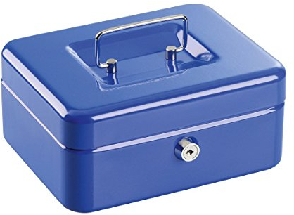 axentia Geldkassette, Geldbox mit Schloss, kleine Kasse für Geld-Scheine, Geldkasse mit Euro-Zählbrett, Geldschatulle mit Schlüssel und Tragegriff (farblich sortiert)