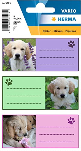 Herma 5529 Name Labels for School Stapler, Dog Motif 7 x 6 x 3, 5 cm/Capacity: 9 Labels