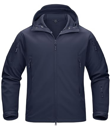 TACVASEN Mens Ski Jacket Blue Comfortable Safari Working Jacket Sweat Shirt Snowboard Skate Pullover Skating Cargo Workwear, UK 3XL (Tag 4XL), Navy Blue