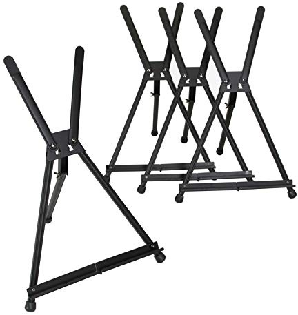 Paintersisters 4er-Set Tischstaffelei Aluminium in schwarz, Displaystaffelei, Bildhalter für Keilrahmen, Leinwand, Schule und KIGA