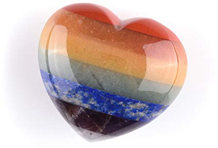 CrystalTears 7 Chakren Handschmeichler 40 * 45mm Herz Form Palm Stein Kristalle Herzform Daumenstein Glücksbringer Herzstein für Reiki Heilung Meditation