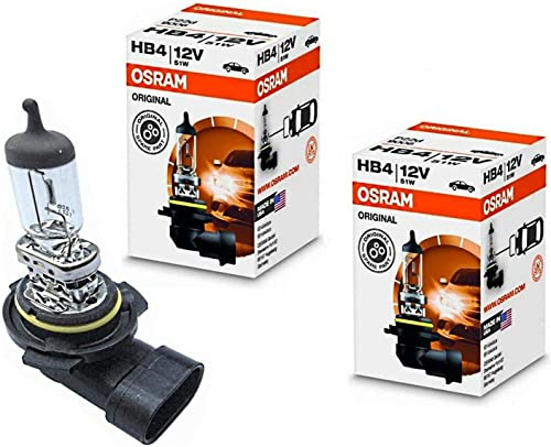 2x HB4 51W 12V 9006 Original Weiß Long Life Ersatz Halogen Birne für Scheinwerfer, Fernlicht, Nebelleuchte vorne - E-geprüft